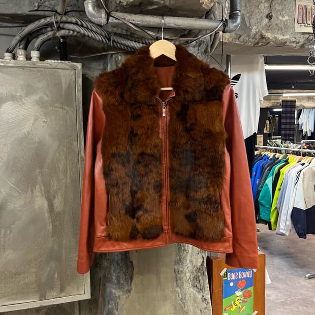 빈티지 토끼털 양가죽 레더 자켓 레드브라운 #csz2837