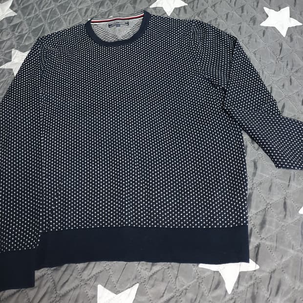 타미힐피거 도트패턴 코튼 롱슬리브 티셔츠  (XXL)