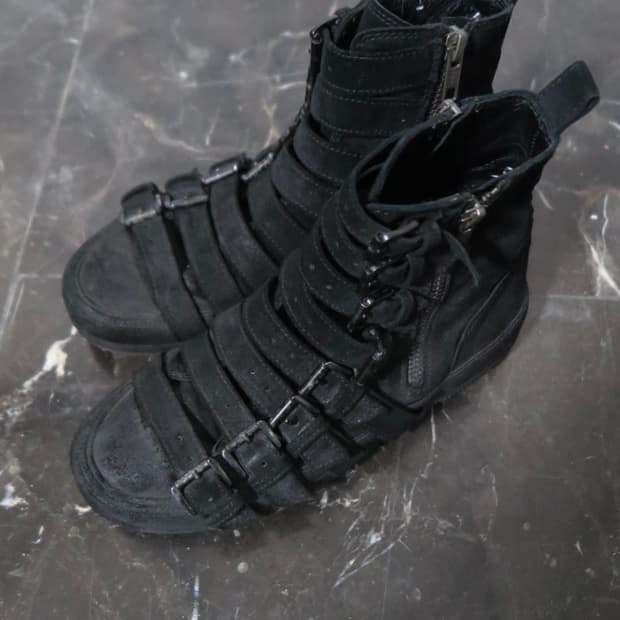 ann demeulemeester buckle suede sneakers