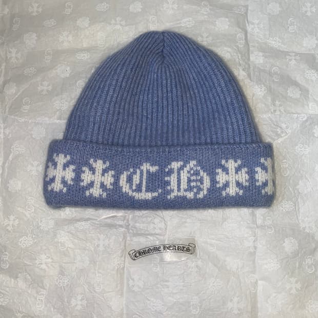 [Free] 크롬하츠 빅 대디 캐시미어 비니 라이트 블루 화이트