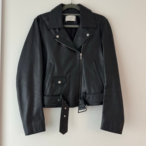 산드로 레더 바이커 자켓 소가죽 