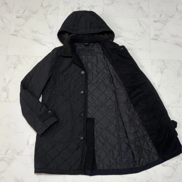 꼼데가르송 옴므 퀼팅 코듀로이 도킹 후드 코트