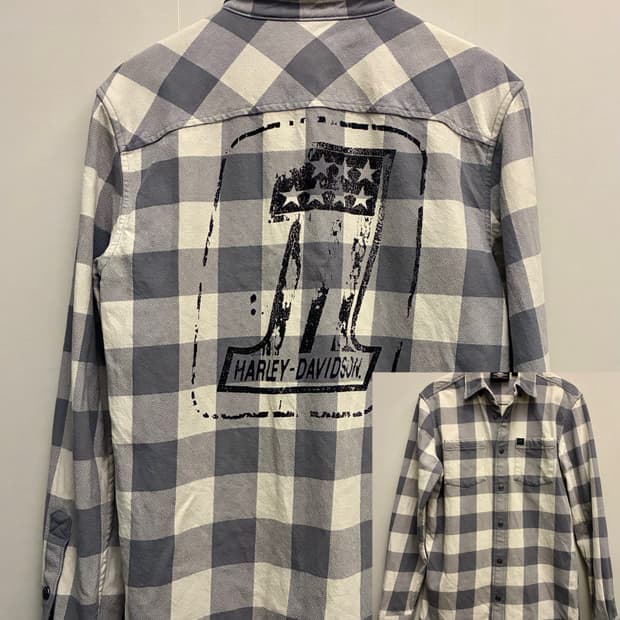 (S/100)할리데이비슨 백로고 코튼 체크 플란넬셔츠 할리셔츠