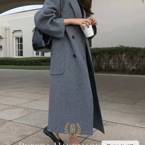 퓨어다 메리노 울 100% 롱코트 XL 블랙 - 패딩안감