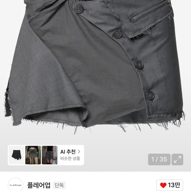 플레어업 Asymmetrical Layered Mini Skirt 