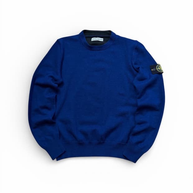 Stone island 블루 크루넥 울 니트