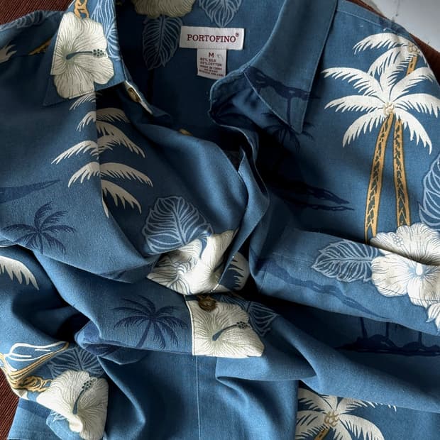 Natural silk cotton pattern shirt