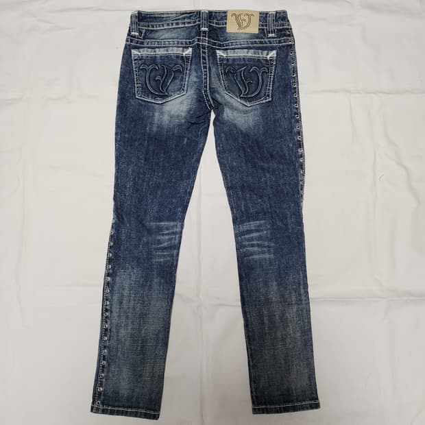 Vigoss 스터드 음각 워싱 데님팬츠