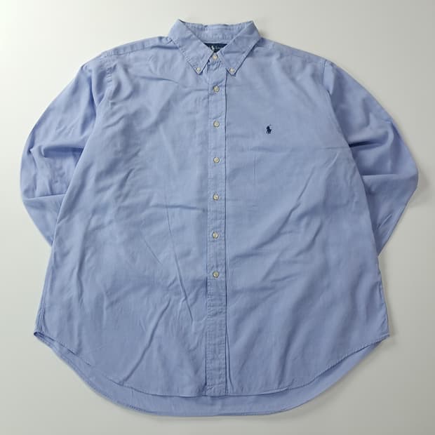 CK583 2XL 폴로 90s 블루 마이크로 헤링본 셔츠 남방