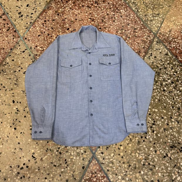 80s U.S. Navy Chambray Shirt (16,XL)
