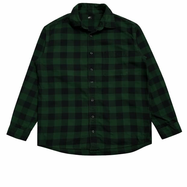 JPN 일본 빈티지 클래식 워크웨어 유니클로 그린 플란넬 체크 셔츠 XL