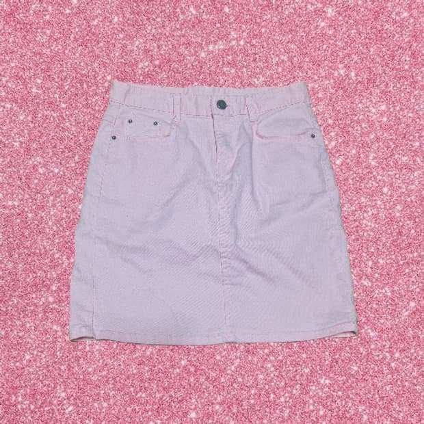 연핑크 데님 미니 스커트 빈티지 갸루 y2k