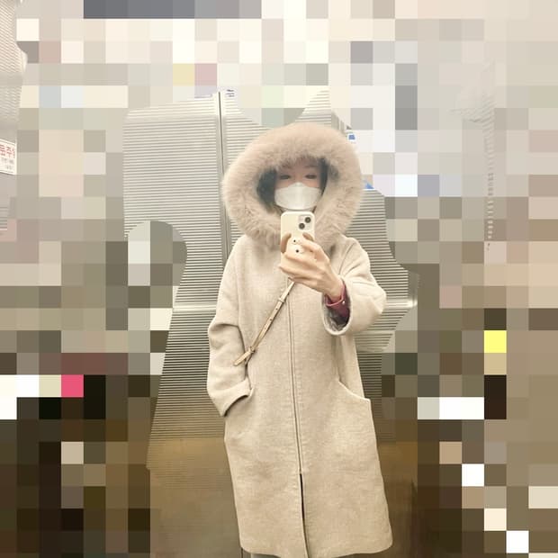 soos ㅡ 후드 모직 롱코트/천연 폭스/프리사이즈