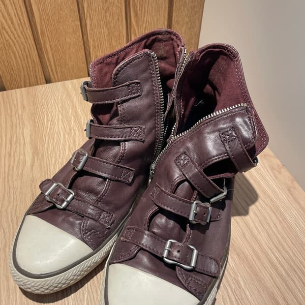 Ash 아쉬 가죽 레더 스니커즈 와인 37 235-240 펑크