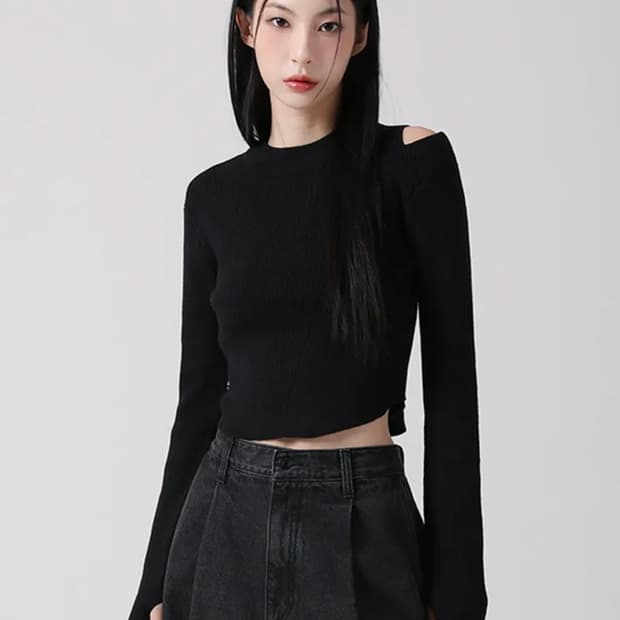 어반드레스 Tati Hole Round Knit BLACK