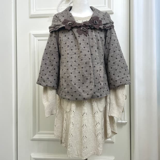 brown dot soft unbalance flower lace poi