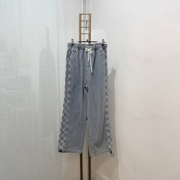사이드체커보드 연청바지 데님 조거바지 팬츠 4994