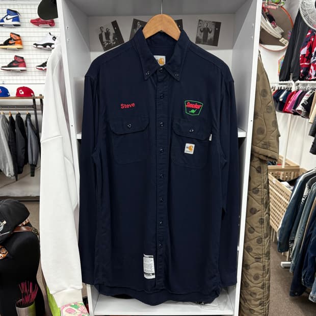 (L) 칼하트 FR 자수 디테일 워크 셔츠 made in USA