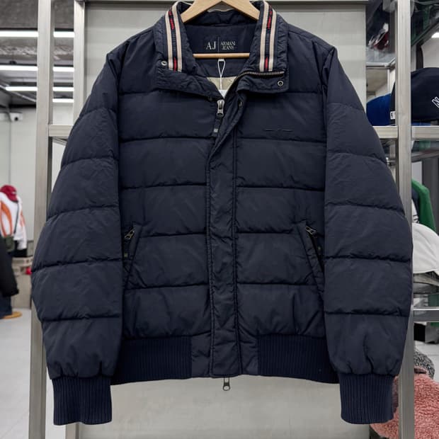 아르마니 진스 00s 나일론쉘 다운 자켓 네이비