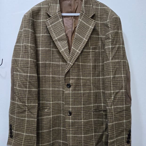닥스 체크무늬 클랙식 울 자켓 브라운 울모직 블레이져 105