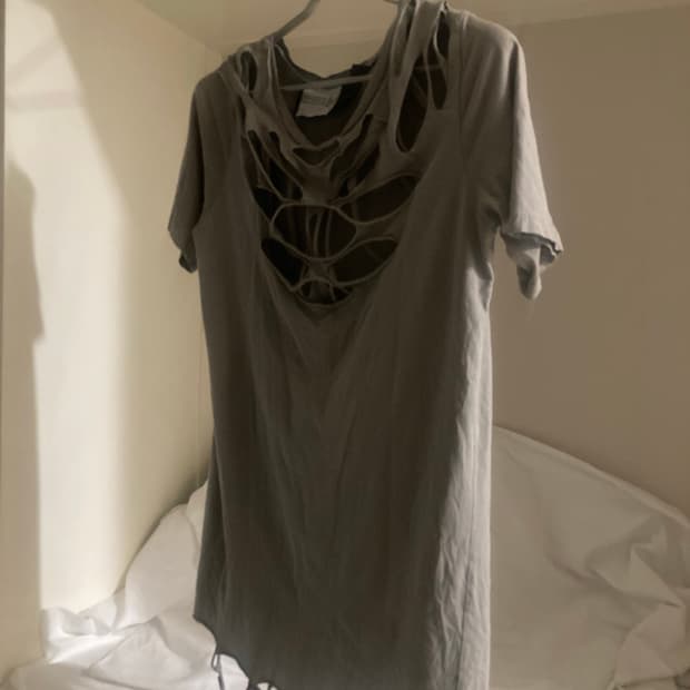 distressed cutout tee dress