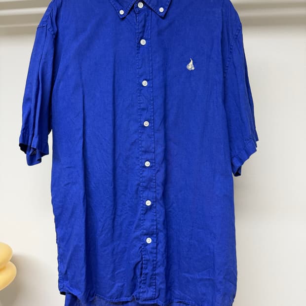 빈폴 리넨 솔리드 반소매 셔츠 블루 XL