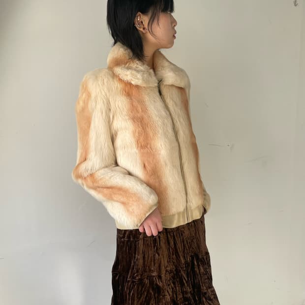 Rabbit fur leather jacket