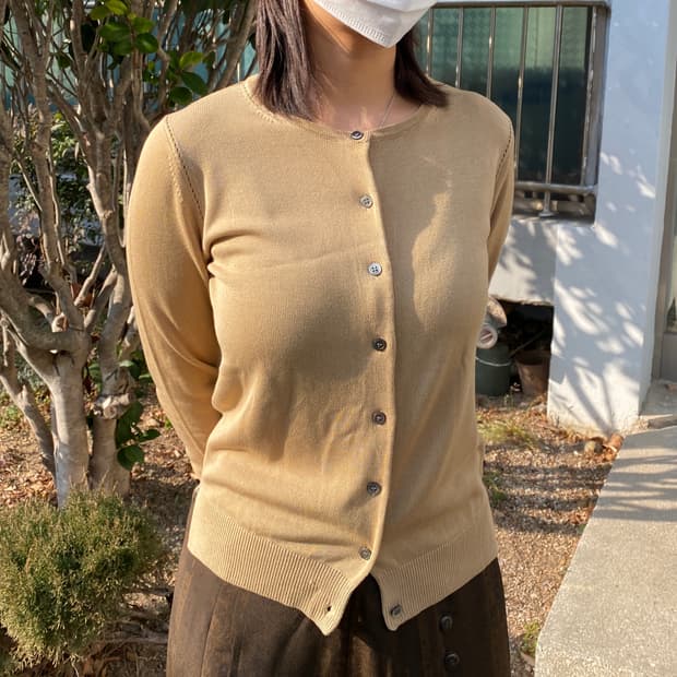 🍯 [INÉD] 미니멀 라운드넥 니트 가디건 (카멜 베이지)