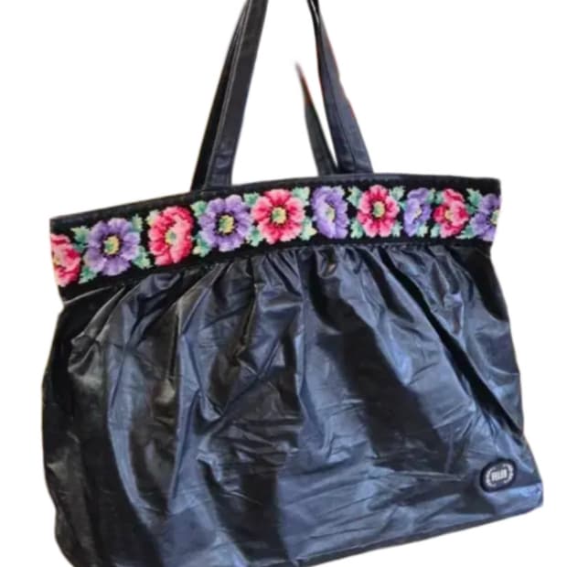 꽃 가죽 토트백