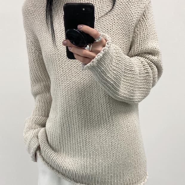 낫띵에브리띵 릴랙스드 코튼 스웨터 니트 에크루