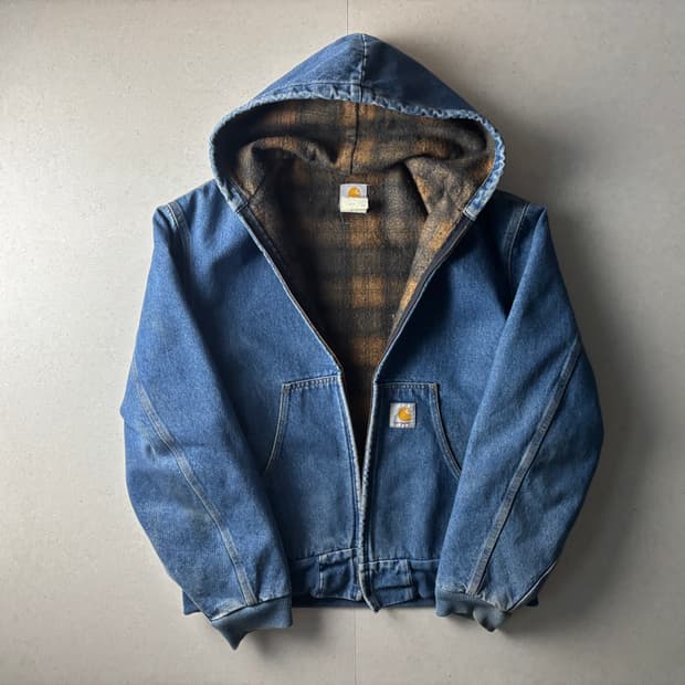 칼하트 체크 청 후드 자켓