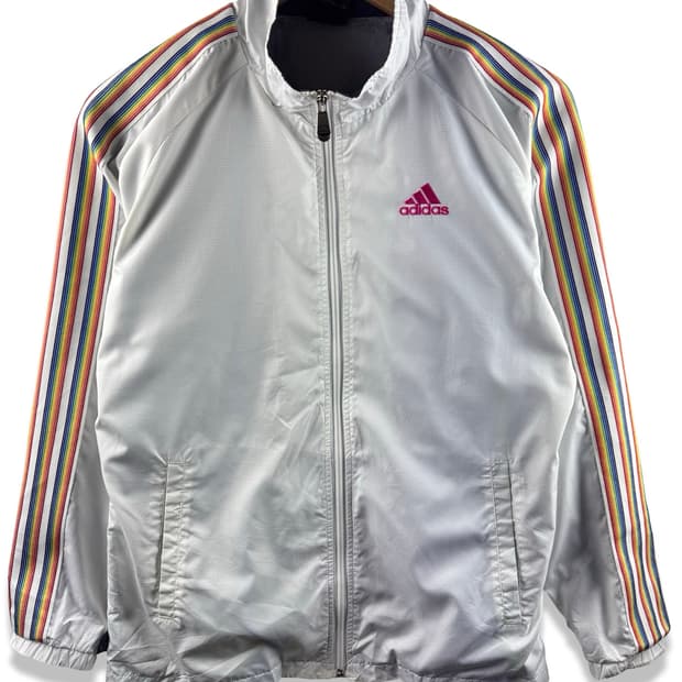 아디다스 화이트 레인보우 바람막이2242