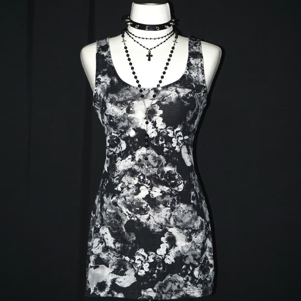 (azul) rhinestone flower sleeveless 