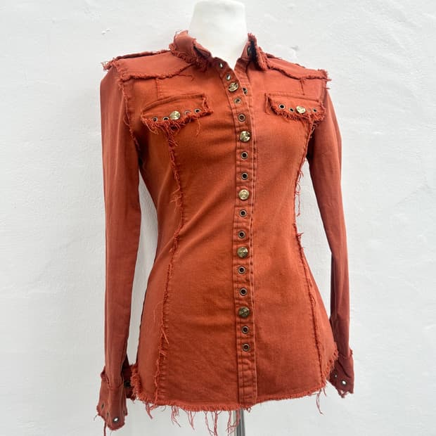 Fringe eyelet detail shirts 