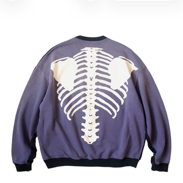 [F] 캐피탈 투톤 빅 플리스 스웨트셔츠 블랙 퍼플