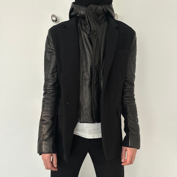 준지 아카이브 램스킨 레더 후드 자켓