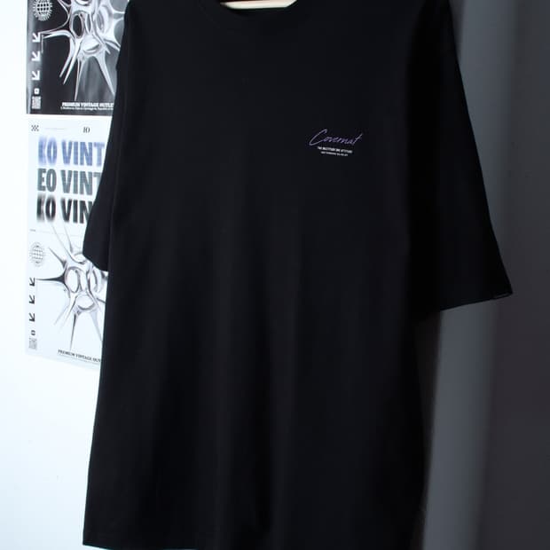 (XL-2XL) 커버낫 반팔 티셔츠 빅사이즈 플라워 블랙-H31345