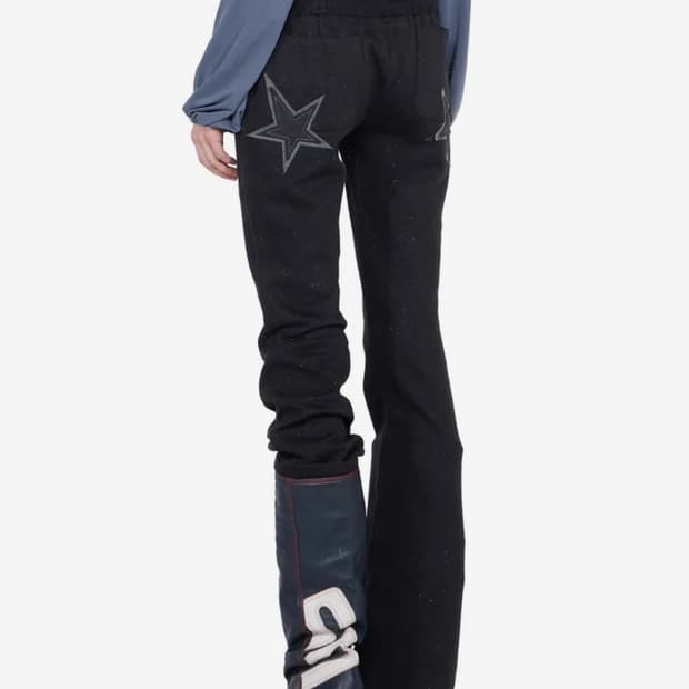 스컬프터 Glitter Boots Cut Sweatpants Black