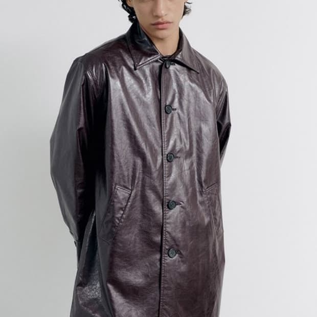 애니타임로릭 페이크레더 중기장 코트 M