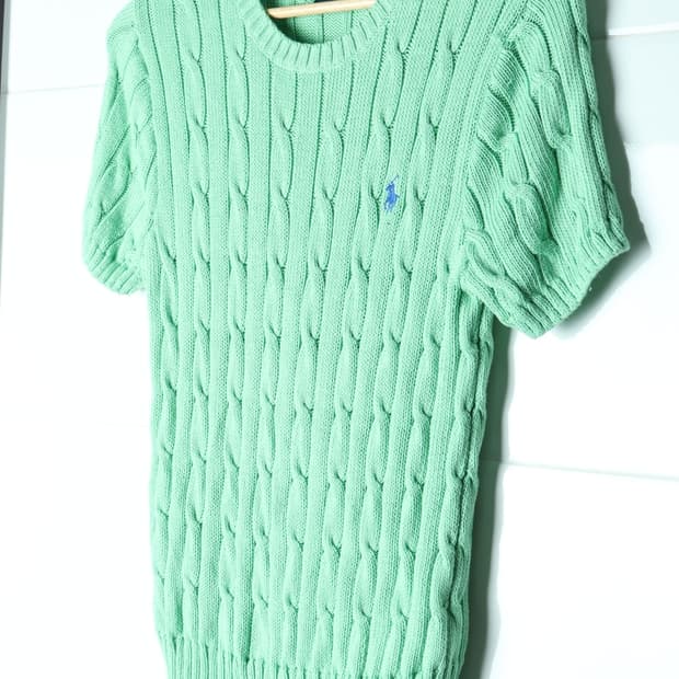 W(L) 폴로 랄프로렌 반팔 티셔츠 꽈배기 케이블 메론맛-H36389