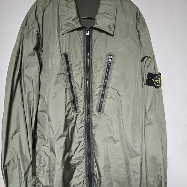 3XL)스톤   가먼트 다이드 크링클랩스 오버셔츠 올리브 - 21FW