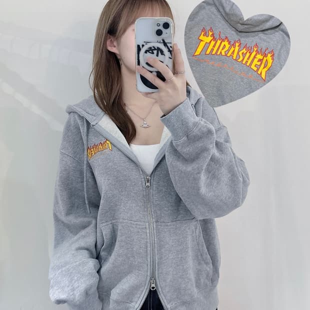 트레셔 그레이 투웨이 후드집업