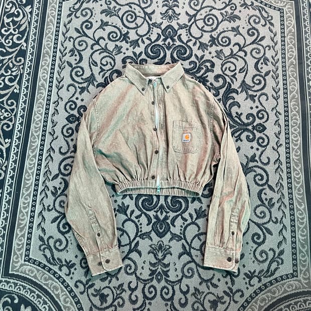 L 칼하트 크롭 리메이크 셔츠 자켓/W2725