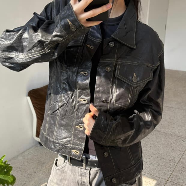 빈티지 레더 트러커 자켓