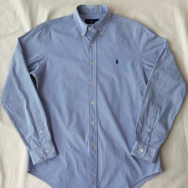 폴로 랄프로렌 블루 스트라이프 포플린 셔츠 클래식핏 M