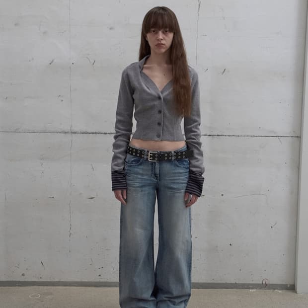 WIDE LEG WASHED DENIM - BLUE (M)