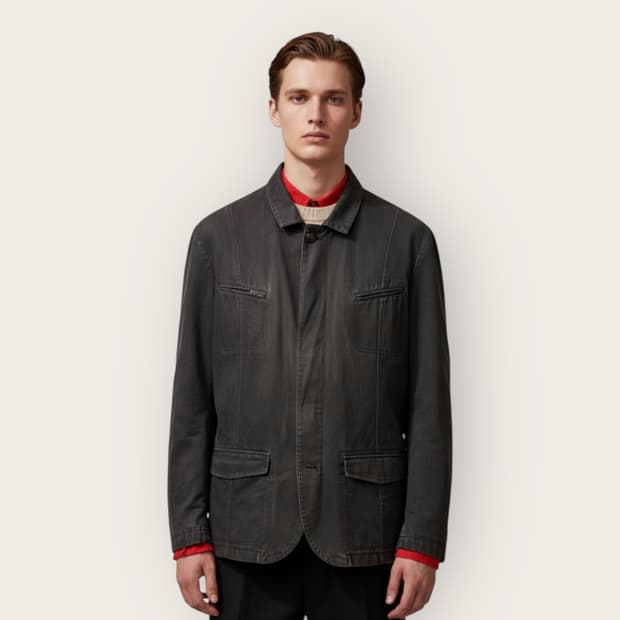 52/ 로로피아나 워싱 패디드 헌팅자켓