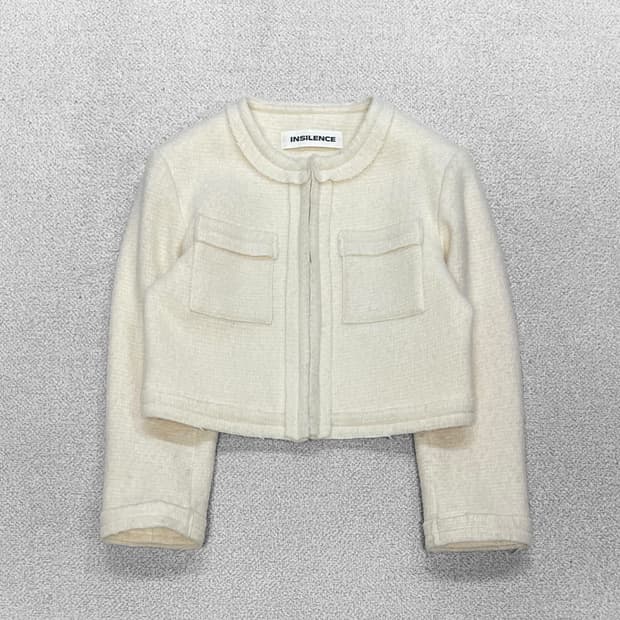 인사일런스 우먼 오버사이즈 트위드 자켓 크림