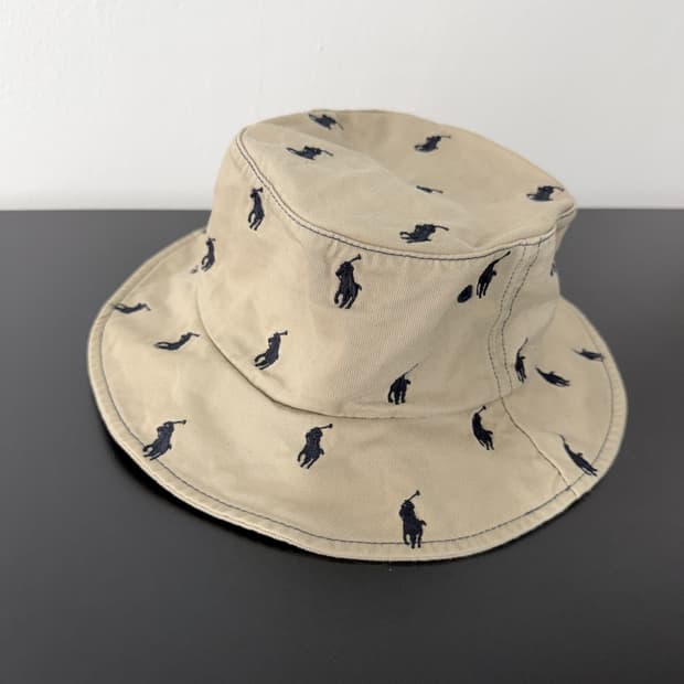 90s 폴로 골프 멀티포니 자수 버킷햇 모자