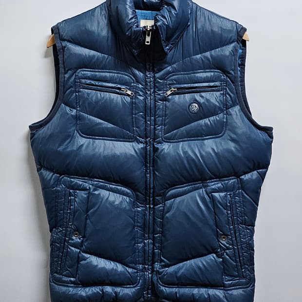 디젤 블루 패딩 조끼 M